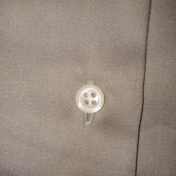 🆕 Geoffrey Beene | Green Sateen Button Down Dress Shirt Size 16 Neck - Picture 4 of 12